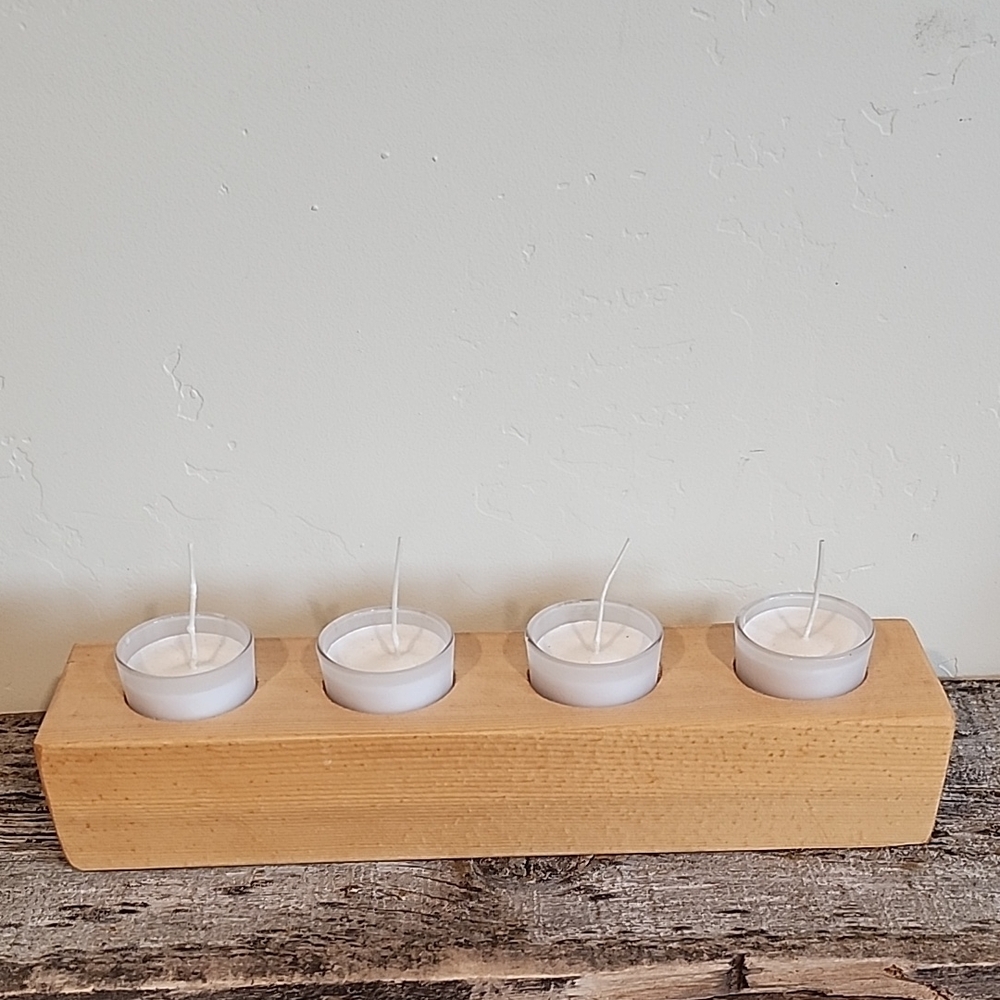 Natural Wood Tealight Candle Holder